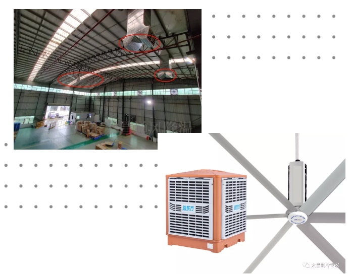 環(huán)?？照{(diào)+工業(yè)大風(fēng)扇高大廠房降溫通風(fēng)方案